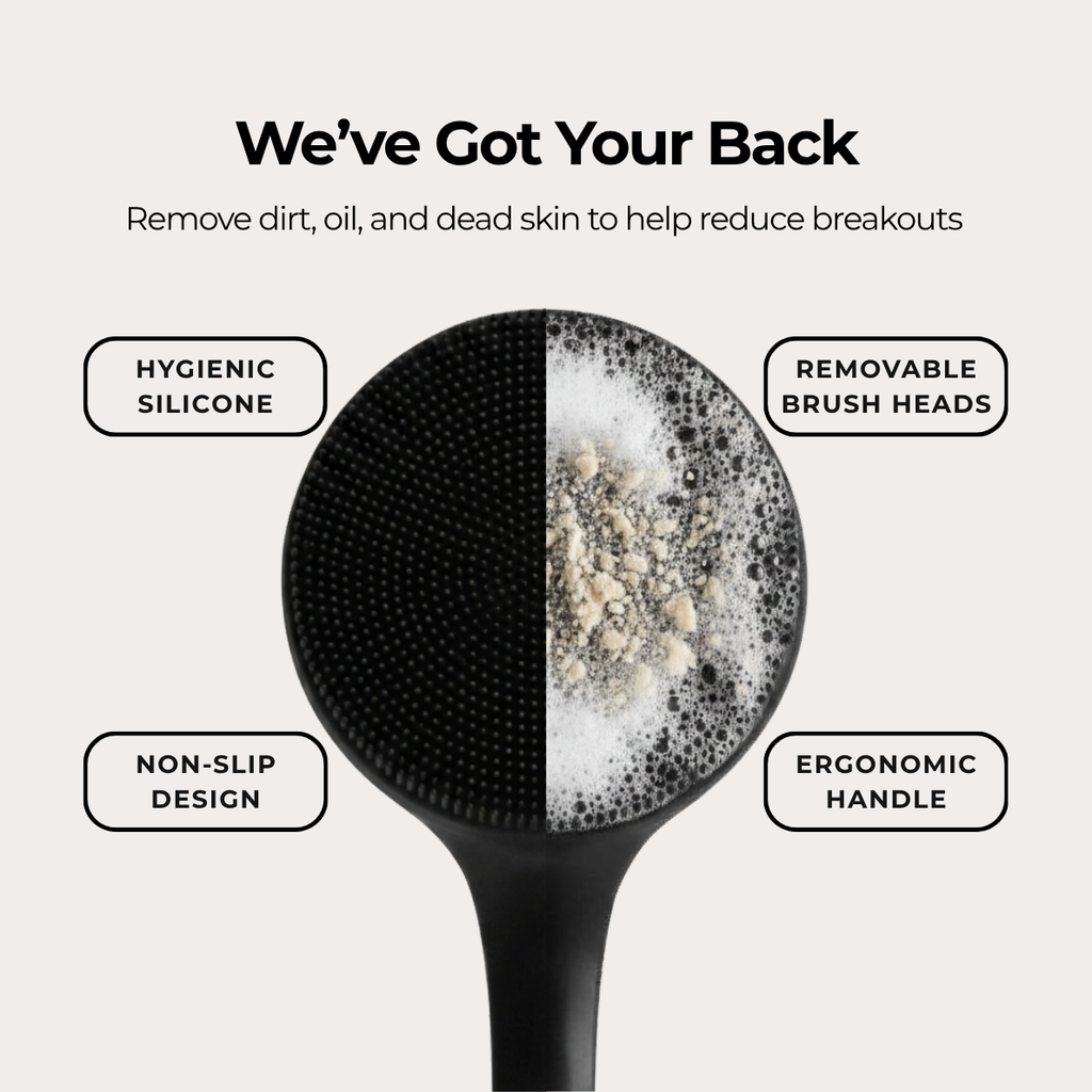 Pura® Bacne Silicone Scrubber with 4 Interchangeable Heads