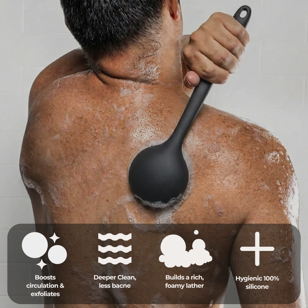 Pura® Bacne Silicone Scrubber with 4 Interchangeable Heads